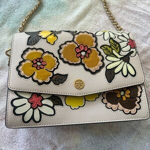 Tory Burch Floral Crossbody Bag - Cream and Yellow